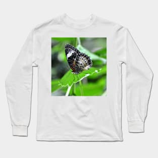 Black and White Butterfly Long Sleeve T-Shirt